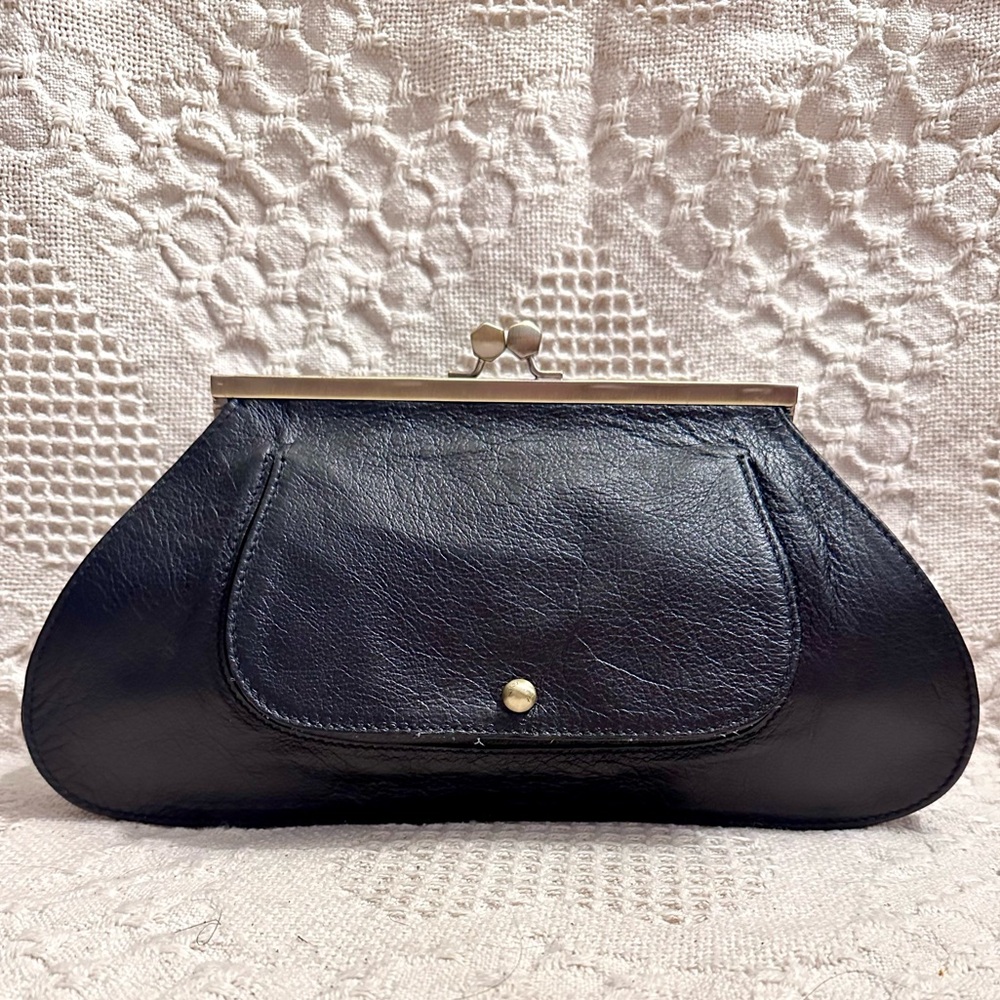 COPY - ZAC POSEN for Samsung Black Plush Leather Woman’s Clutch Kiss Lock - Picture 16 of 16